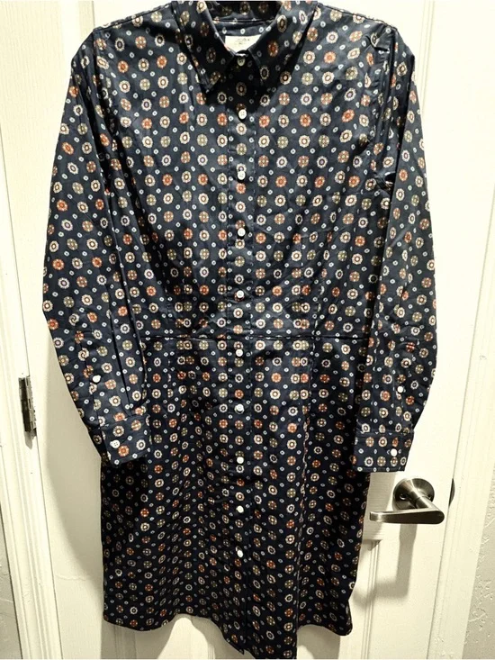 UNTUCKit "Sydney" Navy Stretch Cotton Shirtdress Sz 8 Like NEW - Picture 3 of 13
